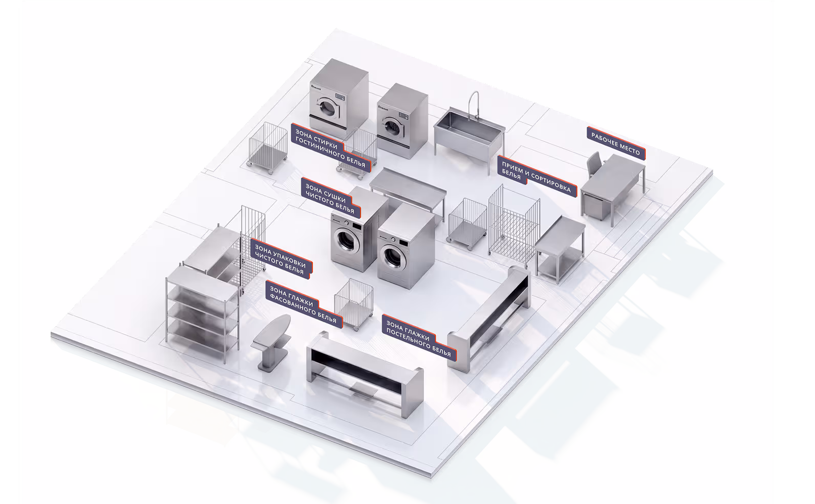 План прачечной при гостинице, 66 м²